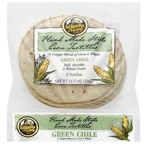 La Tortilla Factory Hand Made Style Green Chile Corn Tortillas, 8 count, 11.57 oz, (Pack... by