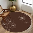 thumbnail image 2 of Round Rugs 6Ft, Brown Floral Round Area Rug Washable Indoor Throw Carpet, Spring Flower Soft Non Slip Circle Rug for Office Cabinet Home Decor Aesthetic, 2 of 8