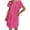 Hot Pink, variant on Women's Cotton Linen Button Down Shirt Dresses Rolled Short Sleeve Solid Casual Tunic Blouse Tops Beach Cover Ups with Pockets
