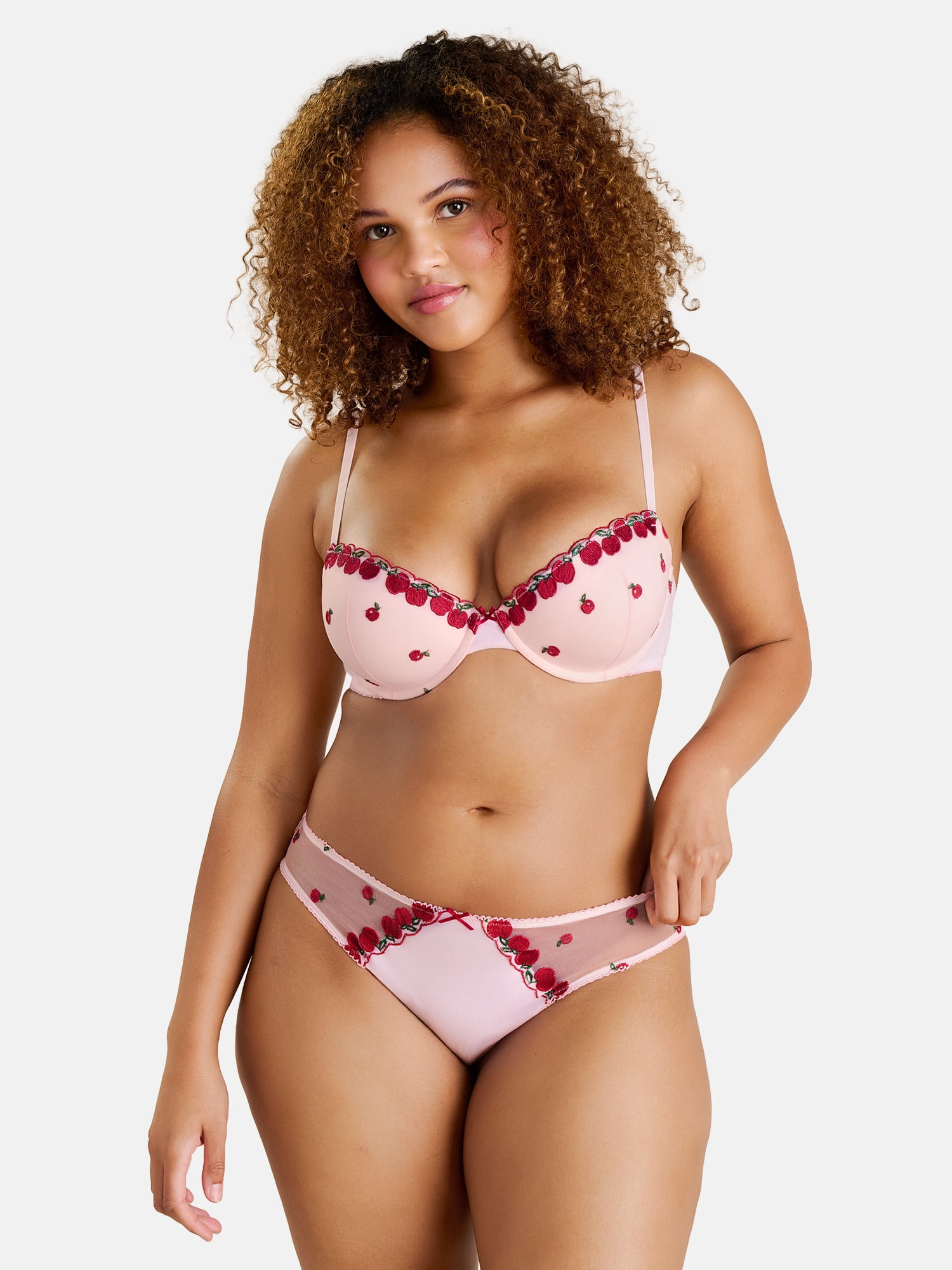 Fresh by Fruit of the Loom Women's Cotton Embroidery Push-Up Bra, Size XS-XXL