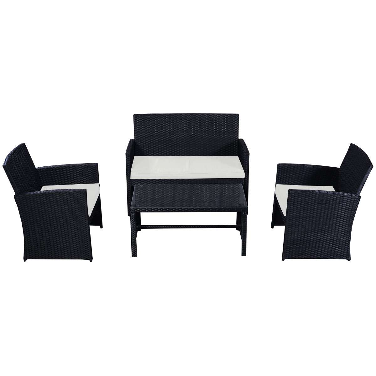 CB16574 Outdoor Wicker Rattan Patio Furniture Set, Black - 4 Piece - image 2 of 6