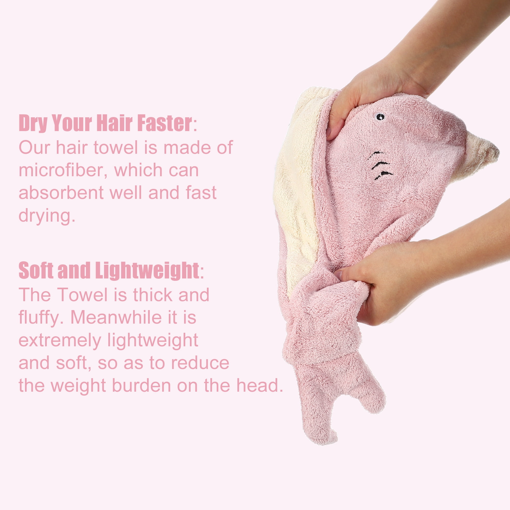 Unique Bargains Quick Drying Lightweight Absorbent Hair Drying Towel Cap Pink