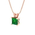 thumbnail image 2 of Clara Pucci 14K Rose Solid Hypoallergenic Gold 2.5Ct Emerald Princess Cut Solitaire Designer Necklace Pendant For May, 2 of 6