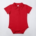 thumbnail image 5 of Weebloom Baby Boy Romper Girls Solid Color Short Sleeve Lapel Bodysuit Dailywear,6-9 Months, 5 of 9