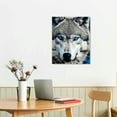 thumbnail image 2 of ONETECH Wildlife Animal Canvas Wall Art Black White Wolf with Blue Eyes Picture Giclee Prints Artwork Framed and Stretched Painting for Modern Home Living Room Office Bedroom Bathroom Decoration, 2 of 3