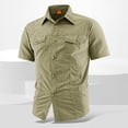 thumbnail image 2 of Short Sleeve Button Down Fishing Shirt for Men Regular Fit Nylon Work Shirt with Flap Pocket Work Utility Top for Men Size M-5XL Khaki, 2 of 5