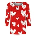 thumbnail image 4 of SwiftWear Valentines Day Shirts Womens Cute Heart Printed Tops for Women 3/4 Sleeve Shirts Casual Dressy Blouses Soft Tees Pink, 4 of 4