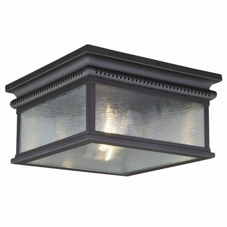 

Cambridge Bronze Square Outdoor Flush Mount 2-Light Ceiling Light Clear Glass