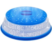 Large Collapsible Microwave Cover with 75 Steam Vents - 12" Blue Splatter Guard for Plates and Bowls Dishwasher Safe