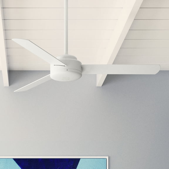 Hunter 52 inch Indoor Ceiling Fan No Light - White Modern Ceiling Fan without Light, 3 Blades, Standard Mount, For Bedroom, Living Room, or Kitchen, Wall Control - Presto 50811, Matte White