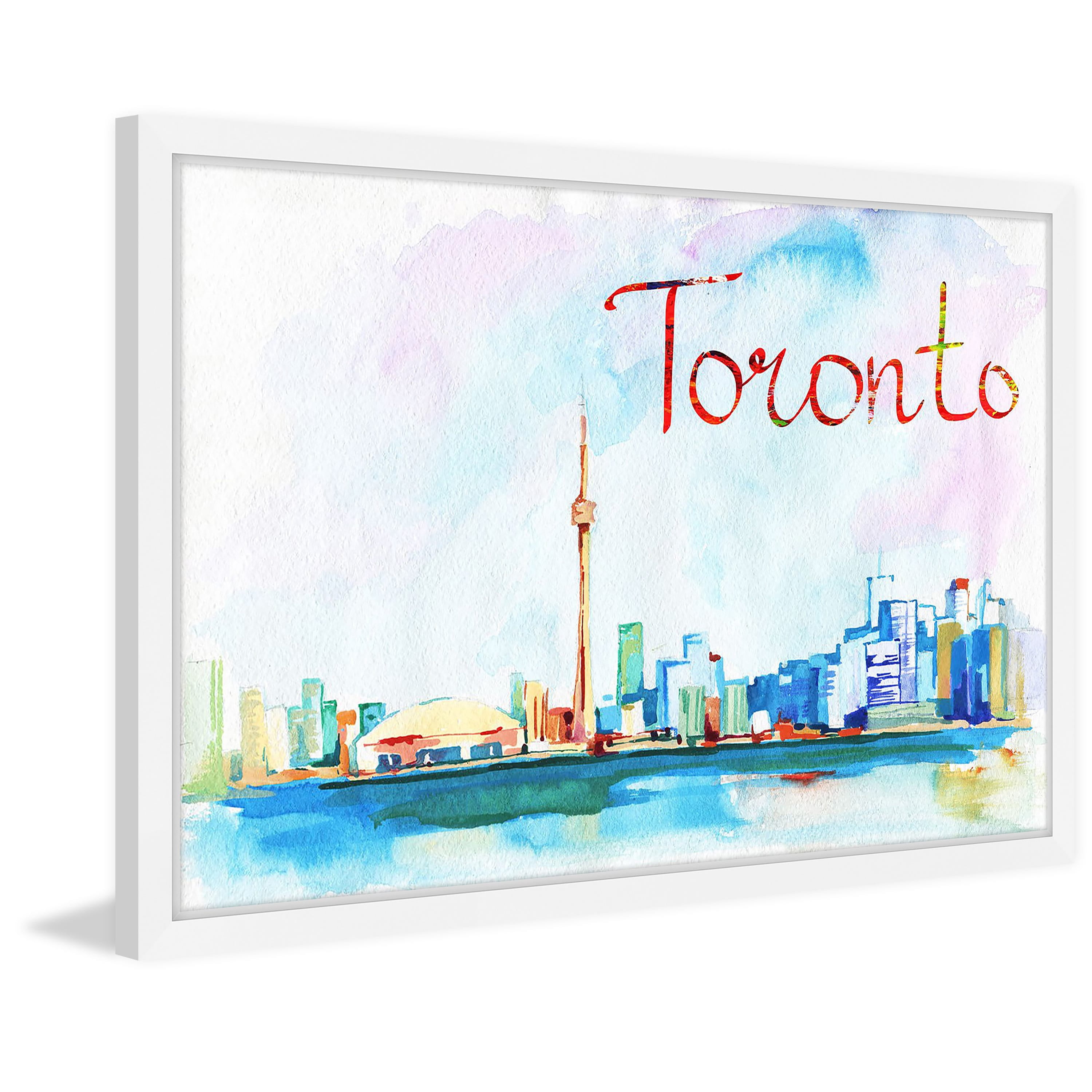 "Toronto Skyline - Watercolor" Framed Painting Print