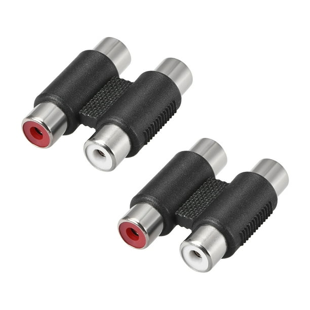 RCA 2 hembra a 2 conector hembra adaptador de video y audio estéreo acoplador negro 2pcs