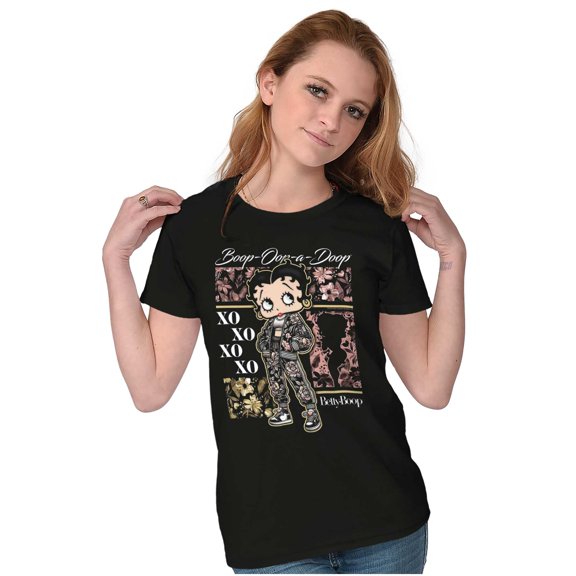 Betty Boop Urban Florals XOXO Cartoon Womens Slim Fit Graphic Tee Brisco Brands S