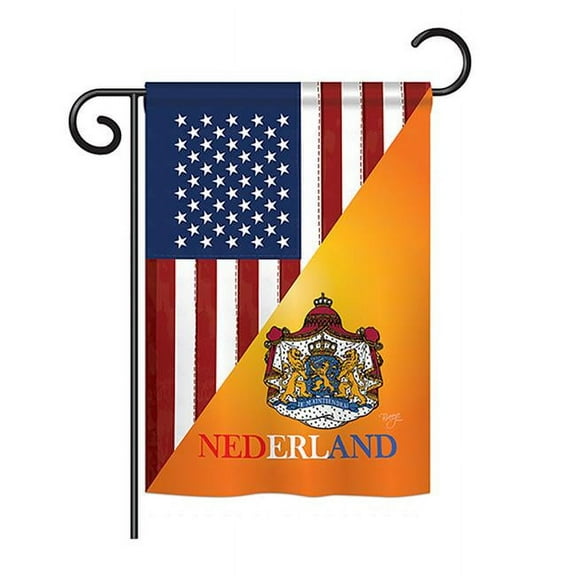 Breeze Decor BD-FS-G-108384-IP-BO-DS02-US US Dutch Friendship Flag - s of the World - Everyday US Friendship Impressions Decorative Vertical Garden Flag - 13 x 18.5 in.