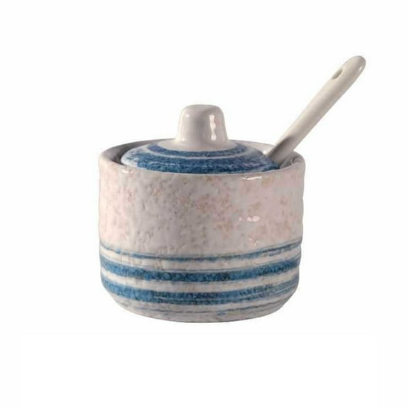Japanese spice jar with lid, sugar bowls with lid, retro mini sugar pot made of porcelain, salt bowl, spice jar with lid, spoon for coffee serving set, bar countertop