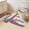 thumbnail image 4 of White Pink Daisy Bathroom Rugs Set Welcome Red Blue Plaid Linen Texture Non Slip Absorbent Soft Bath Mats 3 Piece Set with Bathroom Rug, U-Shaped Floor Mat, Toilet Seat Cover Large Size, 4 of 9