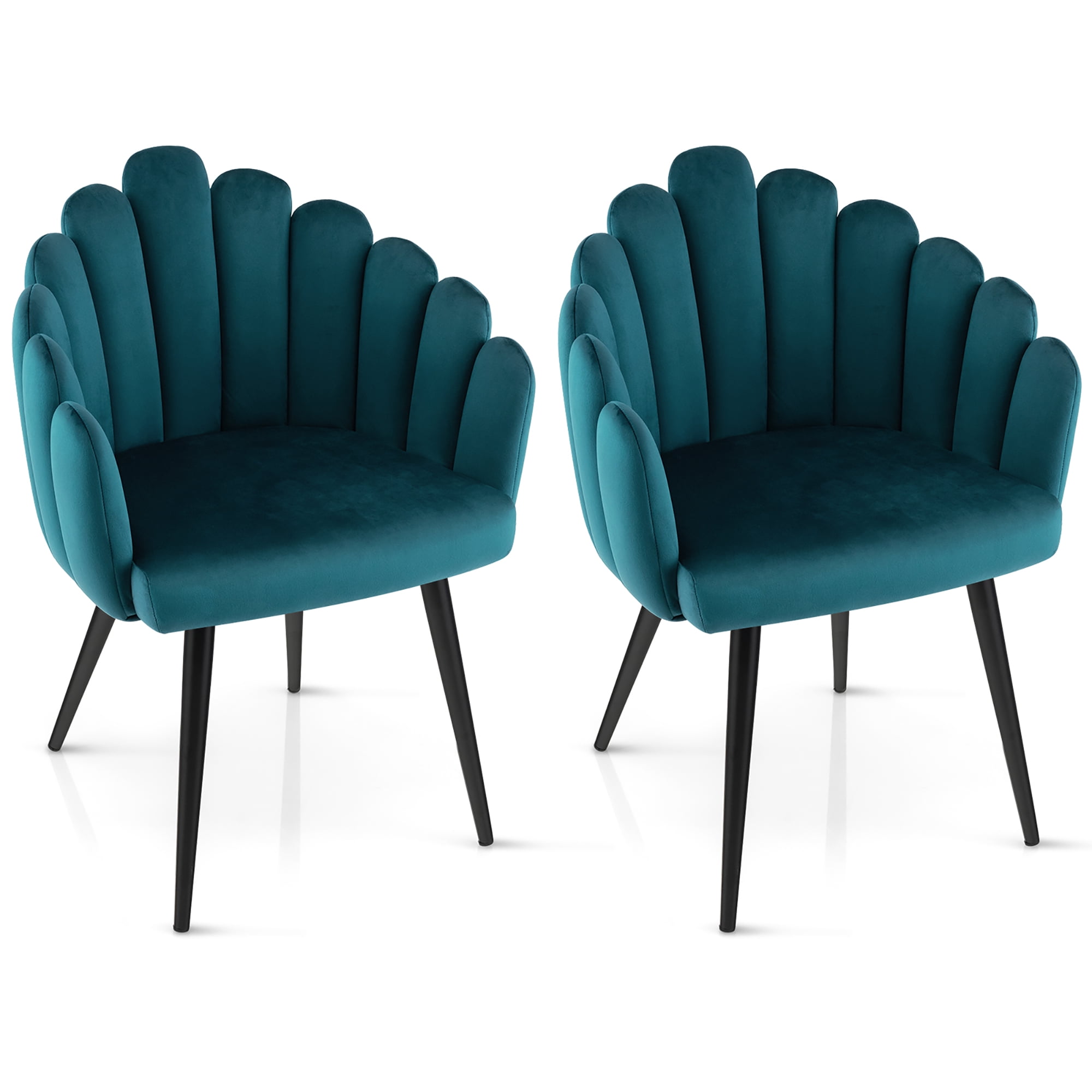 Costway Dining Chair Set of 2 Velvet Upholstered Modern Accent Arm