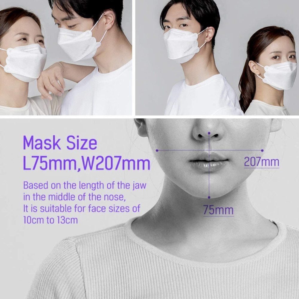 AIRQUEEN 3-Layer Nano-Filter Face Mask for Adults, 50 Pack White, Lightweight and Breathable Face Mask with Soft and Elastic Ear Loop, Reusable Face Mask to Protect Against Dust and Fine Particles