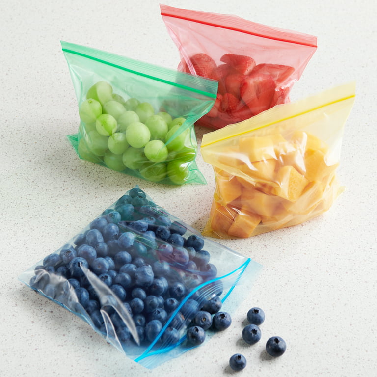 Great Value Fresh Seal Zipper Bags, Sandwich, Assorted Colors, 100 Count
