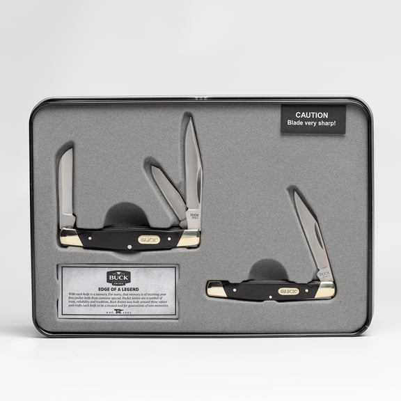 Buck Knives 373 Trio and 379 Solo 2-Knife Combo Tin, Multiple Blades, Black, Holiday 2022