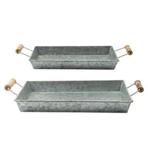 AuldHome Design Galvanized Farmhouse Trays (Set of 2, Small & Medium); Farmhouse Decor Rectangular Trays w/ Handles