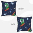 thumbnail image 3 of Kll Dinosaur Astronaut Space Surfing Decorative Throw Pillow Covers Velvet Soft For Couch Sofa Bedroom Living Room Outdoor -20"X20", 3 of 8