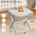 thumbnail image 2 of Taburete Memobarco, tamaño grande, piel, 46 cm, con patas en X de metal, color blanco, 2 of 9