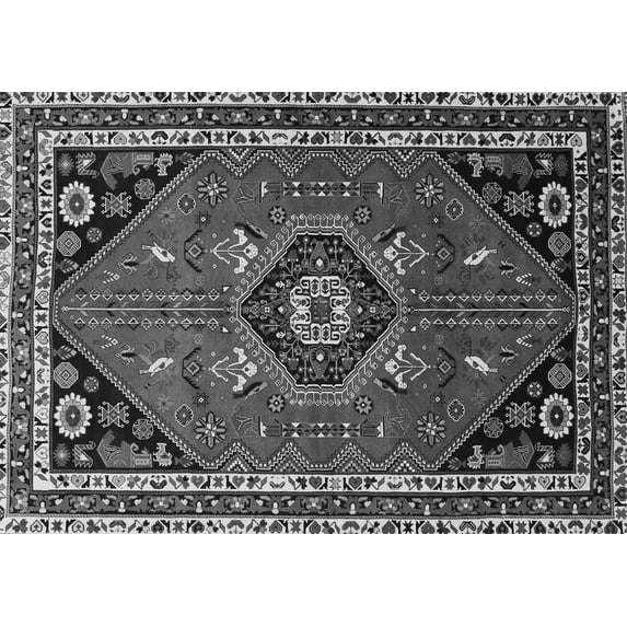 Ahgly Company Indoor Rectangle Medallion Gray Traditional Area Rugs, 2' x 4'