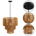 thumbnail image 3 of C Cattleya 1-Light 17.5 in 3 Tiered Jute Rope Shade Adjustable Height Ceiling Mount Chandelier, 3 of 5