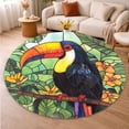 thumbnail image 5 of Round Rug, Toucan Soft Washable Carpet, Non-Slip Floor Mat for Living Room Bedroom Home Decor 31 Inch, 5 of 6