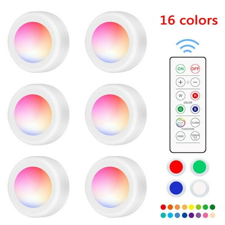 

YLHHOME LED Puck Lights LED Closet Lights Under Cabinet Lighting RGB Wireless 16 Colors With Remote Control