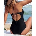 thumbnail image 5 of LYMAYTER One Piece Swimsuits for Women Summer Trendy V Neck Crisscross Backless Slimming Swimwear S M L, 5 of 8
