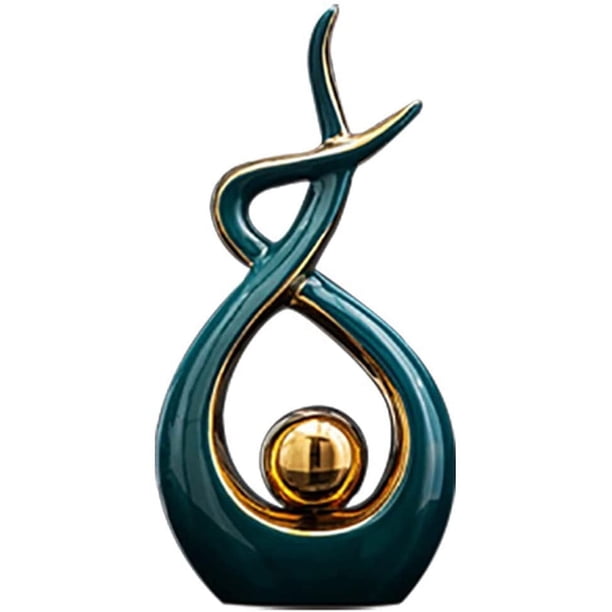 Ecos románticos del arte abstracto moderno, elegante estatua de cerámica que adorna salas de estar con motivo de cuernos de amantes entrelazados, centro de mesa que rezuma sofisticación para mesas de