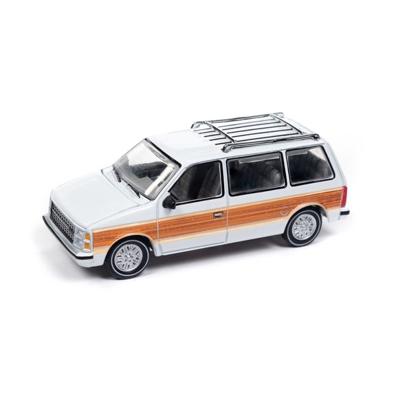 1985 Dodge Caravan, White w/Woodgrain - Auto World AW64442/48A - 1/64 Scale Diecast Model Car