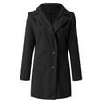 thumbnail image 4 of Mnyycxen Women's Double Breasted Blazer Jackets Long Sleeve Notched Lapel Mid Long Jacket Solid Open Front Coats, 4 of 4