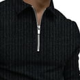 thumbnail image 5 of Camisa casual de manga larga con solapa a rayas y bolsillo con cremallera para hombre Pompotops oipoqjl27955, 5 of 5