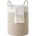 thumbnail image 1 of Cotton Rope Laundry Hamper by , 58L - Woven Collapsible Laundry Hamper - Blanket Storage Basket, Laundry Room Organization, Bedroom Storage, Clothes Hamper - Brown and White, 1 of 5