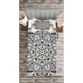 thumbnail image 3 of Ambesonne Ethic Quilted Bedspread Set 2 Pcs, Mandala Black White Art, Twin Size, Black White, 3 of 3
