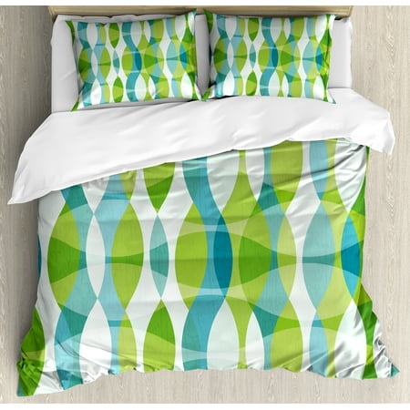 Grunge Queen Size Duvet Cover Set Geometric Oval Shapes Elliptic Grunge Queen Size Duvet Cover Set Geometric Oval Shapes Elliptic Vertical Curves Nature Theme Pattern