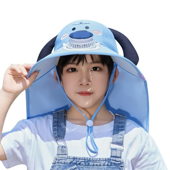 BOOMNY Kids Solar Fan Hat Summer Trips Cap With Built In Usb Charging Fan Outdoor Wide Brim Fishing Hat For Hiking Camping