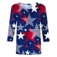 thumbnail image 4 of AXXD Womens Blouses O-Neck 4th of July Patriotic Independence Day 3/4 Sleeves Work Top for Woman Blue 6, 4 of 5
