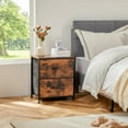 thumbnail image 2 of Nightstands with Two Drawer Side Tables Living Room  Drawer Dresser Bedroom End Bedside Table Cabinet with Storage Night Stand, Wooden Top Metal Frame Handle,, 2 of 4