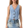 thumbnail image 2 of Rdhnmea Women's Tank Tops Sleeveless V Neck Button Up Denim Vest Tops, 2 of 9