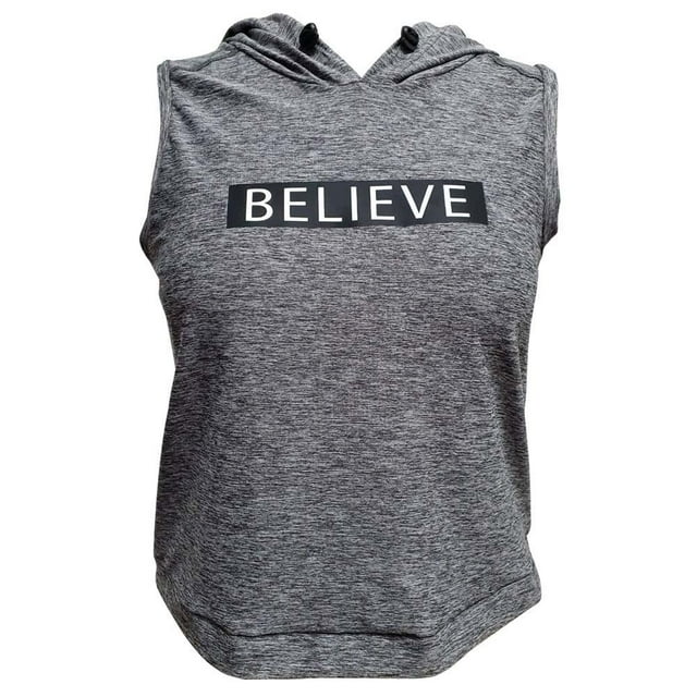 Playera Danskin para Mujer, Deportiva con Capucha Gris Jaspe Talla G