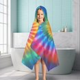 thumbnail image 6 of Rainbow Tie Dye Mandala Pattern Hooded Bath Towel，50"x30" for Ages 3 To 12 Kids, Quick Dry Lightweight Soft Microfiber Hood Beach Towel Cover Up for Kids, 6 of 7