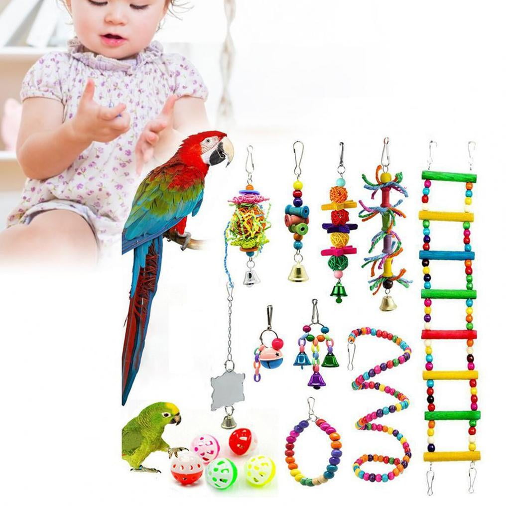 15Pcs Bird Toys Chewing Toys with Bell Ball Bird Training Toys for Small Parakeets, Cockatiels, Budgies, Conures, Birds, Finches
