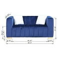 thumbnail image 5 of 62"L Velvet Channel Tufted Sofa, Modern Upholstered Couch with Metal Legs and Pillows, Traditional Chesterfield Loveseat Sofa for Bedroom, Office, Living Room, Navy Blue, 5 of 5