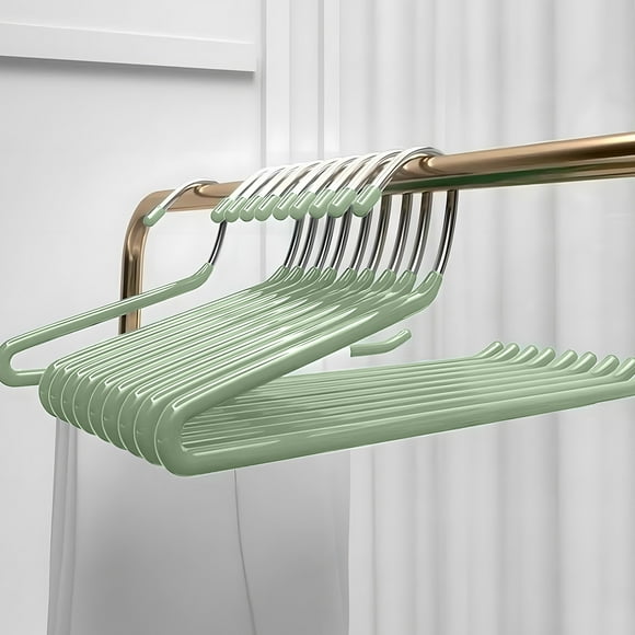 Perchero de plástico antihuellas para colgar pantalones con diseño antideslizante para un almacenamiento seguro y organización del armario que ahorra espacio en casa. Aestivo | Verde |