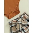thumbnail image 6 of Bagilaanoe 3pcs Newborn Baby Girl Pants Set Long Sleeve Romper Tops + Plaid Trousers + Headband 3M 6M 9M 12M 18M Infant Casual Clothes, 6 of 8