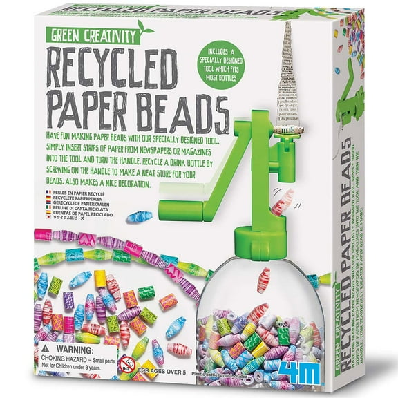 4M: Green Creativity: Recycled Paper Beads - DIY Craft Kit, Winding Bead-Making Tool, Turn Paper Into Jewelry-Decorative Curtains-Mosaics, Kids Age 5 
